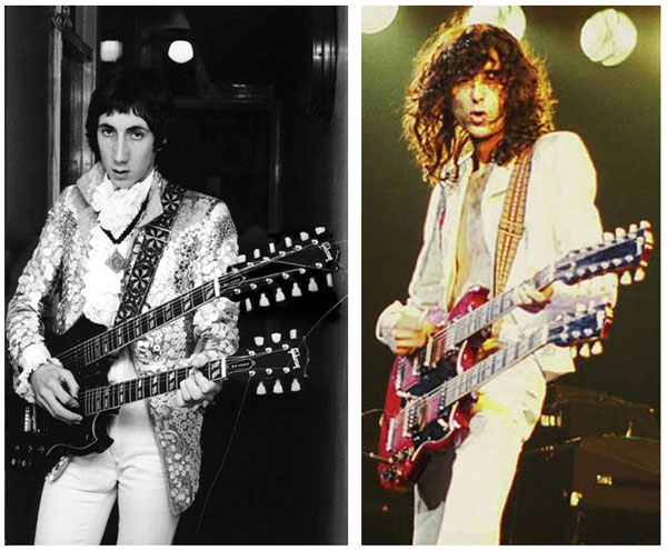 jimmy page pete townshend double neck the who led zeppelin