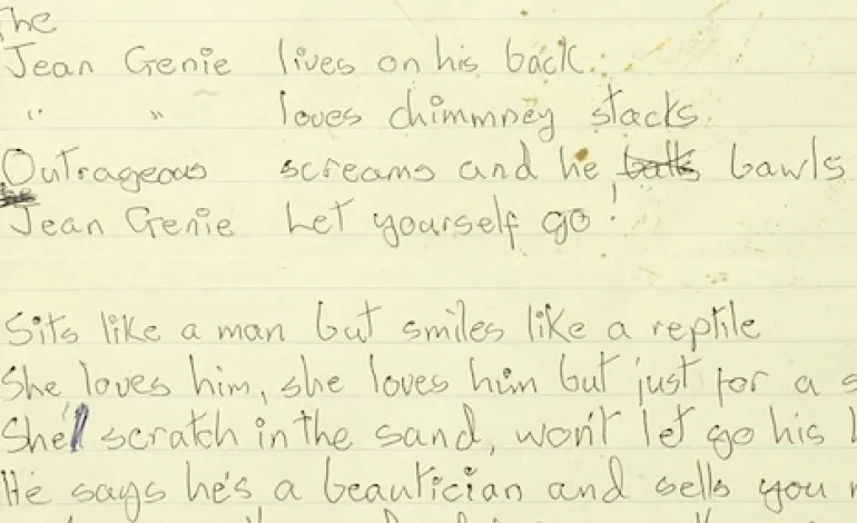 Το χειρόγραφο του Bowie με τους στίχους από το ‘Jean Genie’