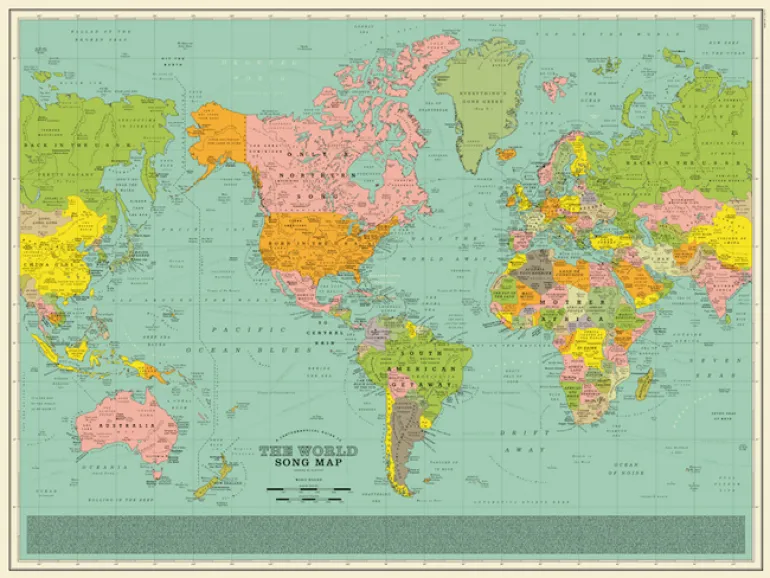 Αυτός ο υπέροχος χάρτης μετονομάζει τον κόσμο με πάνω από 1.000 τίτλους τραγουδιών...