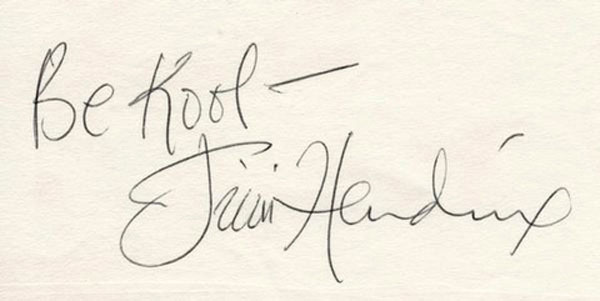 jimi hendrix autograph be kool inscription