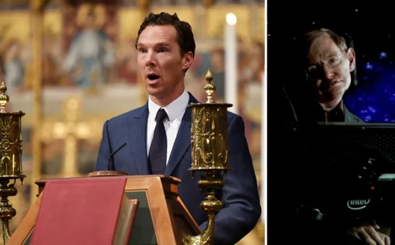Ο Benedict Cumberbatch στην τελετή μνήμης του Στίβεν Χόκινγκ